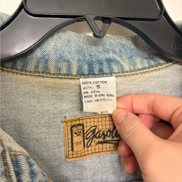 GASOLINE | Denim Trucker Jacket Oversized Slouchy | Vintage 90s | Light Wash | S - Picture 3 of 9